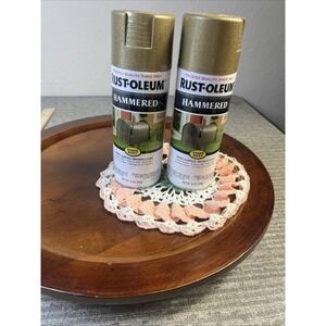 Lot Of 2 Rust-Oleum 7210 Stops Rust Hammered Gold Spray Paint 12 oz New